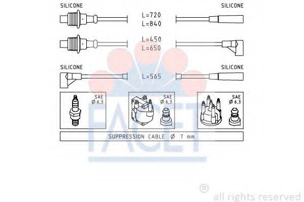 FACET 48748 Комплект дротів запалювання