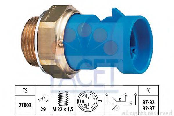 FACET 75622 Термивимикач, вентилятор радіатора