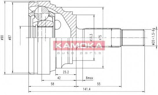 KAMOKA 6600 Шарнірний комплект, приводний вал