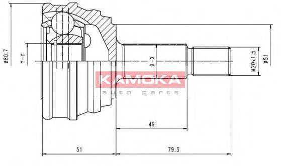 KAMOKA 7010 Шарнірний комплект, приводний вал