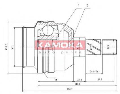 KAMOKA 8009 Шарнірний комплект, приводний вал