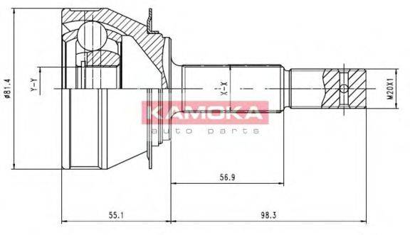 KAMOKA 6136 Шарнірний комплект, приводний вал