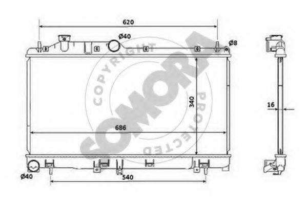 SOMORA 331240A Радіатор, охолодження двигуна
