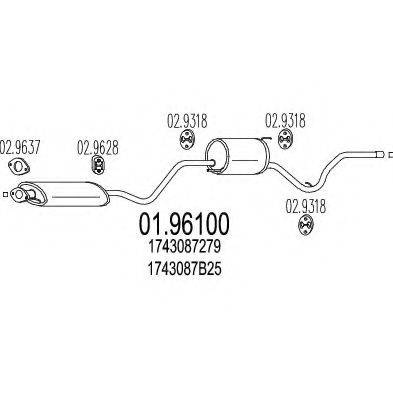 MTS 0196100 Глушник вихлопних газів кінцевий