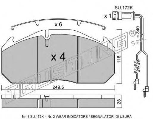 TRUSTING 6021W Комплект гальмівних колодок, дискове гальмо