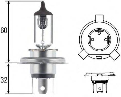 HELLA 8GJ002525281 Лампа розжарювання, фара далекого світла; Лампа розжарювання, основна фара; Лампа розжарювання, протитуманна фара; Лампа розжарювання; Лампа розжарювання, основна фара