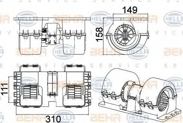 HELLA 8EW351043091 Вентилятор салону