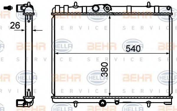 HELLA 8MK376700521 Радіатор, охолодження двигуна