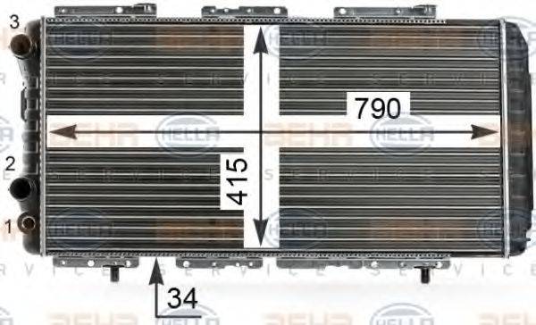 HELLA 8MK376700561 Радіатор, охолодження двигуна