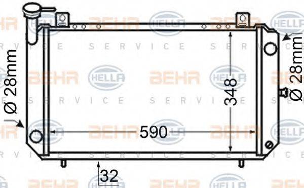 HELLA 8MK376705681 Радіатор, охолодження двигуна