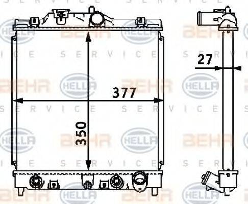 HELLA 8MK376708381 Радіатор, охолодження двигуна