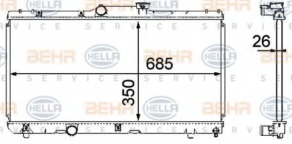 HELLA 8MK376708391 Радіатор, охолодження двигуна