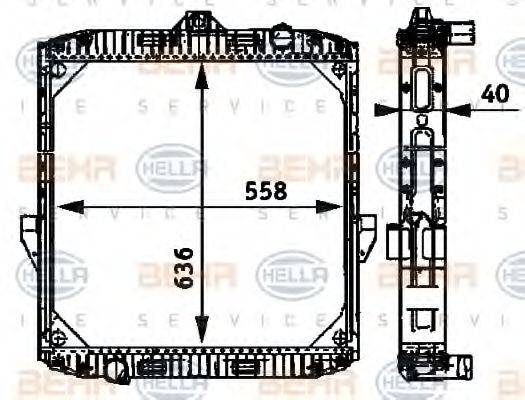 HELLA 8MK376709531 Радіатор, охолодження двигуна