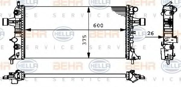 HELLA 8MK376710321 Радіатор, охолодження двигуна