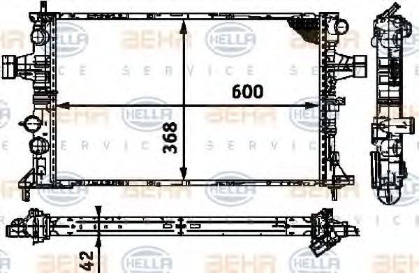 HELLA 8MK376713001 Радіатор, охолодження двигуна