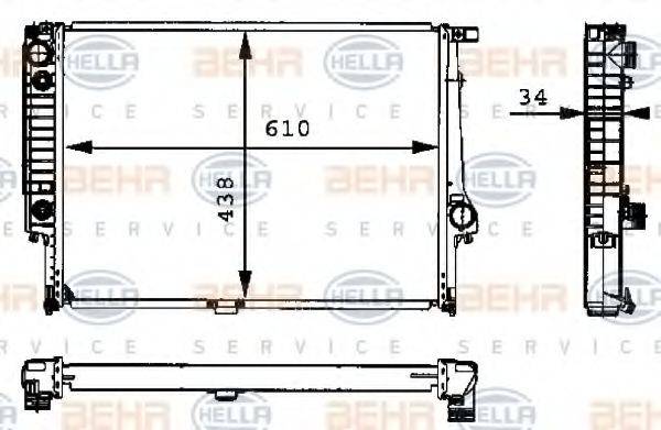 HELLA 8MK376713071 Радіатор, охолодження двигуна