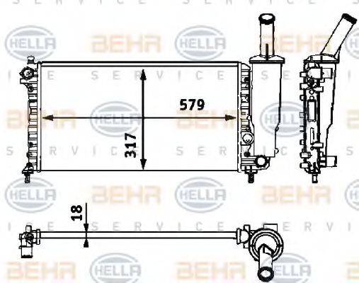 HELLA 8MK376718581 Радіатор, охолодження двигуна