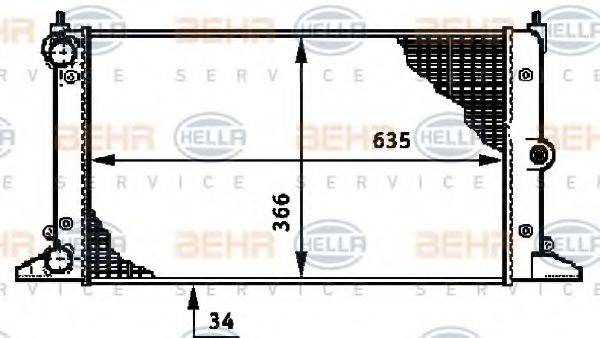 HELLA 8MK376720511 Радіатор, охолодження двигуна