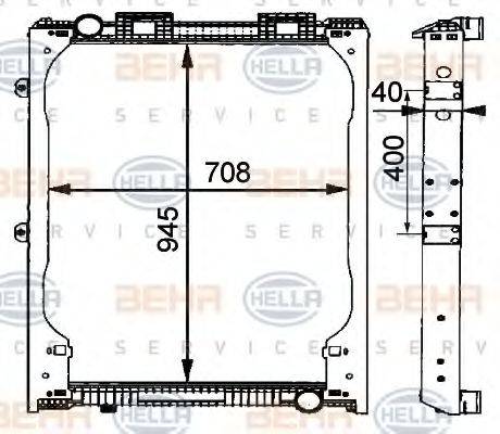 HELLA 8MK376721481 Радіатор, охолодження двигуна