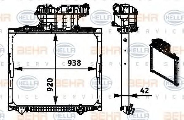 HELLA 8MK376721681 Радіатор, охолодження двигуна