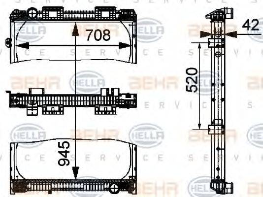 HELLA 8MK376721761 Радіатор, охолодження двигуна