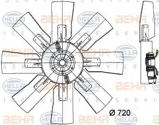 HELLA 8MV376728621 Вентилятор, охолодження двигуна