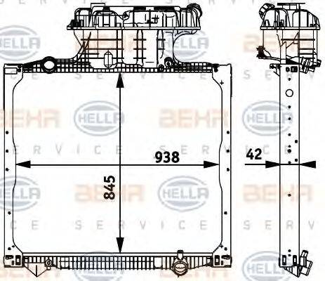 HELLA 8MK376728661 Радіатор, охолодження двигуна