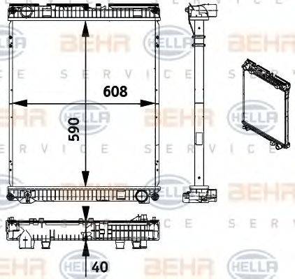 HELLA 8MK376728671 Радіатор, охолодження двигуна