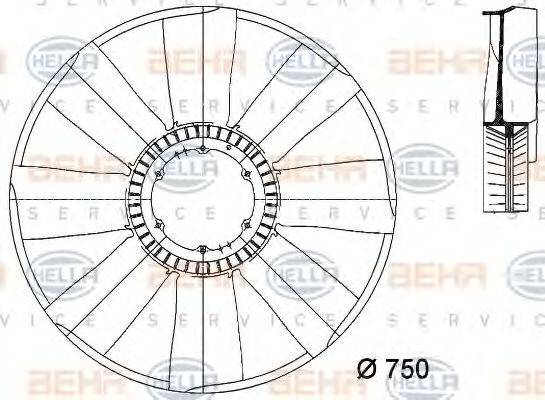 HELLA 8MV376733081 Крильчатка вентилятора, охолодження двигуна