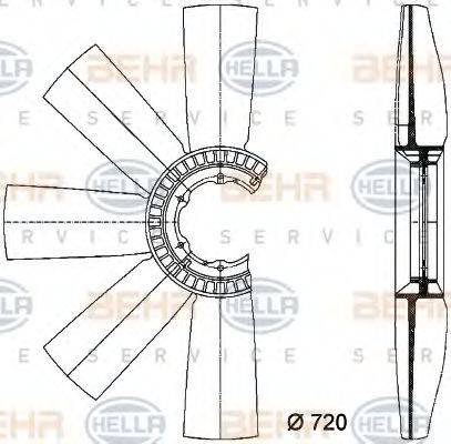 HELLA 8MV376733091 Крильчатка вентилятора, охолодження двигуна