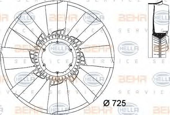 HELLA 8MV376733221 Крильчатка вентилятора, охолодження двигуна