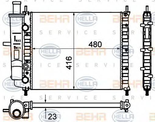 HELLA 8MK376735111 Радіатор, охолодження двигуна