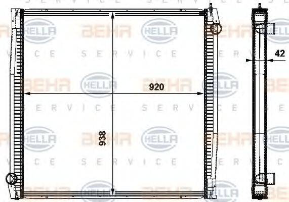 HELLA 8MK376737041 Радіатор, охолодження двигуна