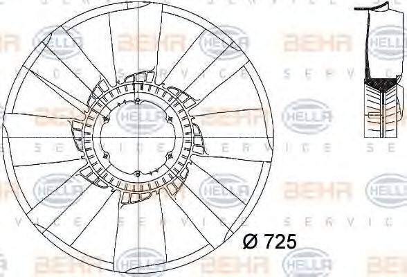 HELLA 8MV376744571 Крильчатка вентилятора, охолодження двигуна