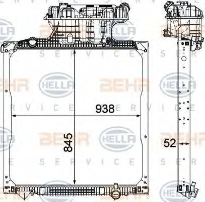 HELLA 8MK376750551 Радіатор, охолодження двигуна