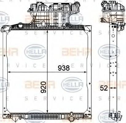 HELLA 8MK376750561 Радіатор, охолодження двигуна