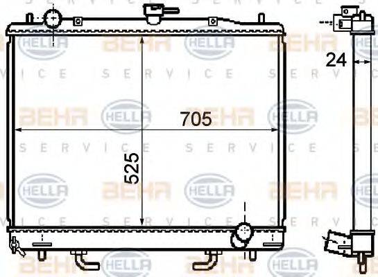 HELLA 8MK376753661 Радіатор, охолодження двигуна