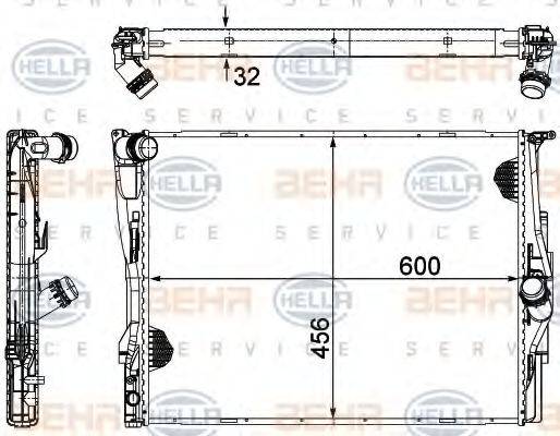 HELLA 8MK376754071 Радіатор, охолодження двигуна