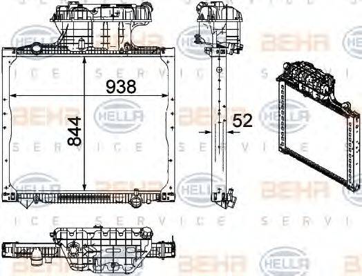 HELLA 8MK376756011 Радіатор, охолодження двигуна