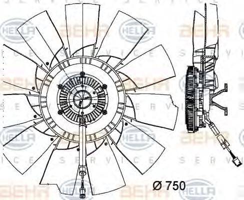 HELLA 8MV376757151 Вентилятор, охолодження двигуна