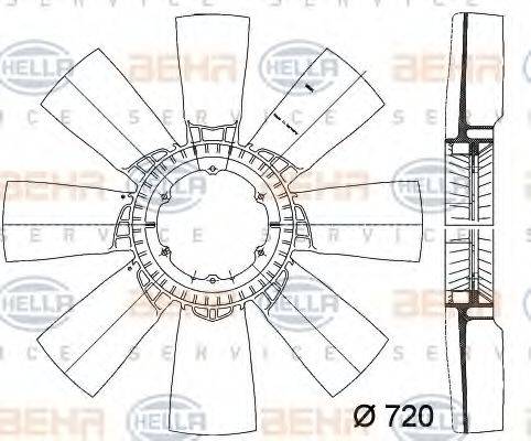 HELLA 8MV376757421 Крильчатка вентилятора, охолодження двигуна