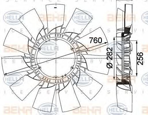 HELLA 8MV376757501 Крильчатка вентилятора, охолодження двигуна