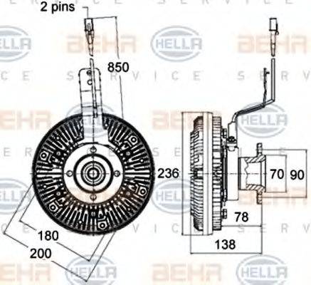 HELLA 8MV376758511 Зчеплення, вентилятор радіатора