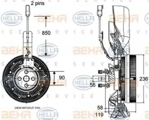 HELLA 8MV376758541 Зчеплення, вентилятор радіатора