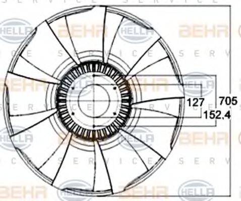 HELLA 8MV376758561 Крильчатка вентилятора, охолодження двигуна