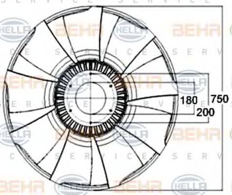 HELLA 8MV376758571 Крильчатка вентилятора, охолодження двигуна