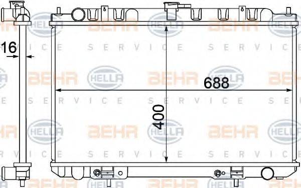 HELLA 8MK376770601 Радіатор, охолодження двигуна