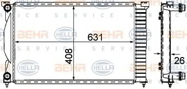 HELLA 8MK376781001 Радіатор, охолодження двигуна