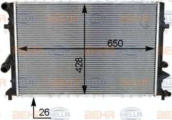 HELLA 8MK376790551 Радіатор, охолодження двигуна