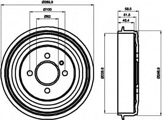 HELLA 8DT355300011 Гальмівний барабан